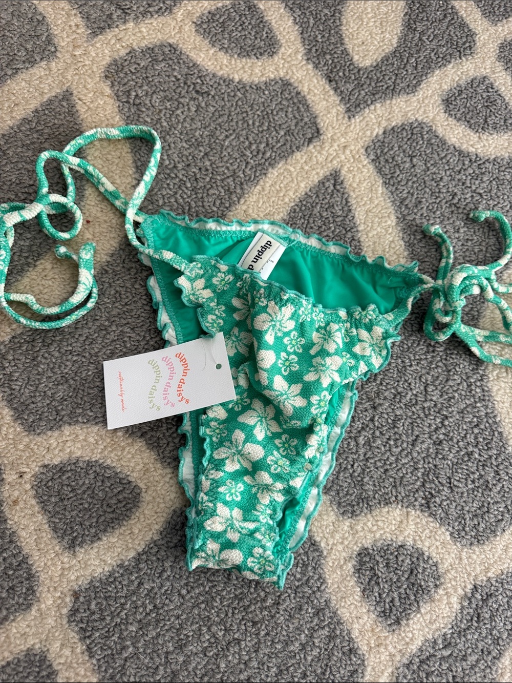 Dippin' Daisy's Teal Green Floral Tie-Side Bikini Bottom